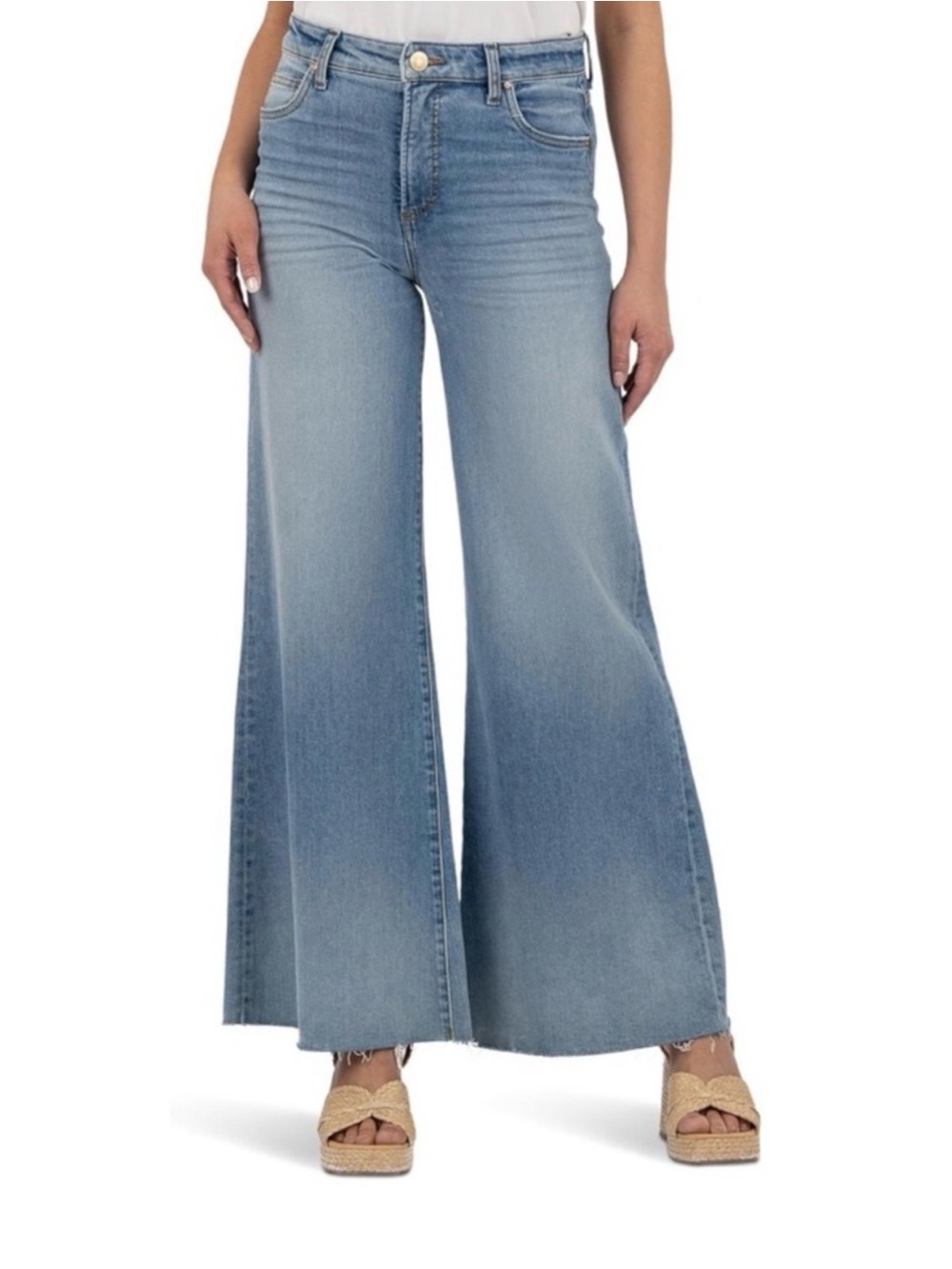 KUT FROM THE KLOTHRYAN HIGH RISE FAB AB WIDE LEG RAW HEM
